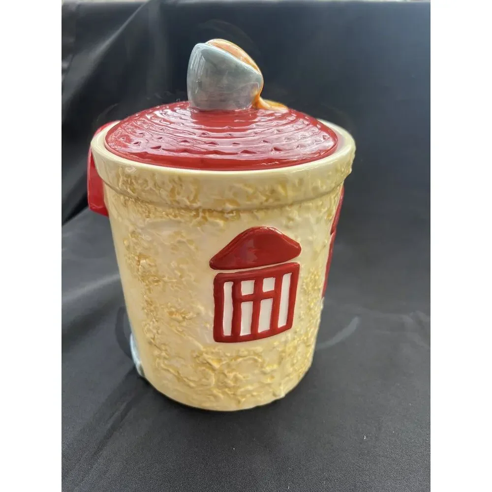 Vintage Italian Mustache Chef Baker Cookie Jar with Lid Village Bakery